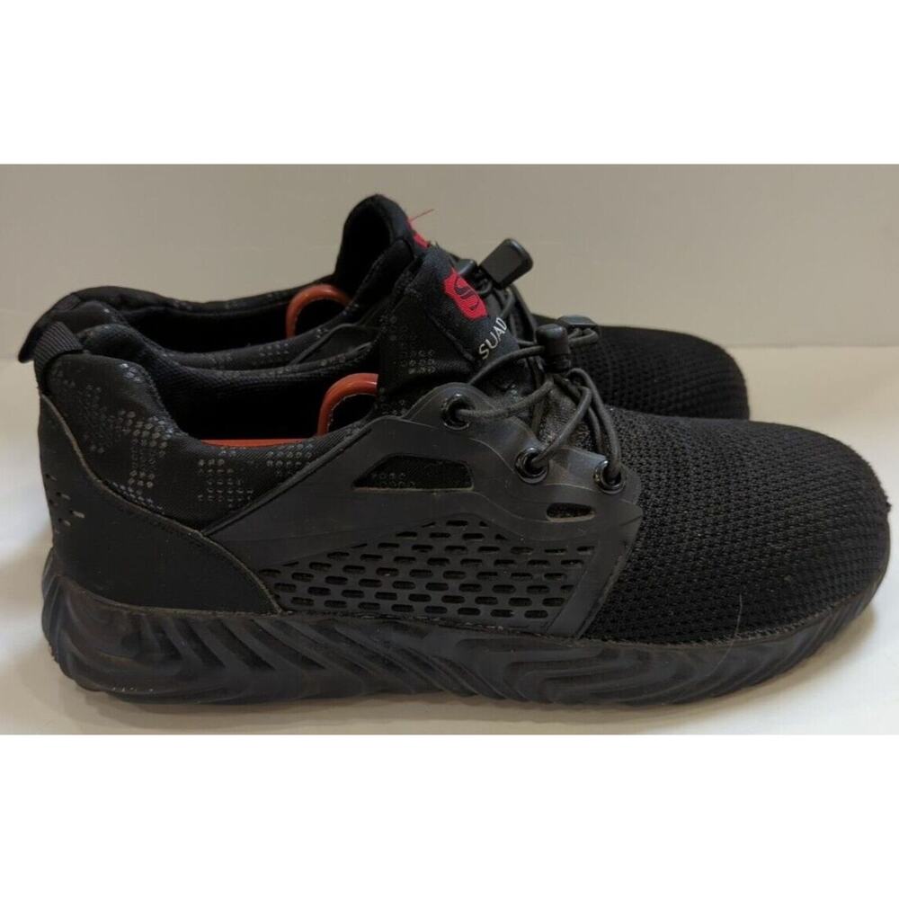 SUADEX Men's Shoes emms trading Steel toe Pull On Safety, Black Size 7.5 Euro 40